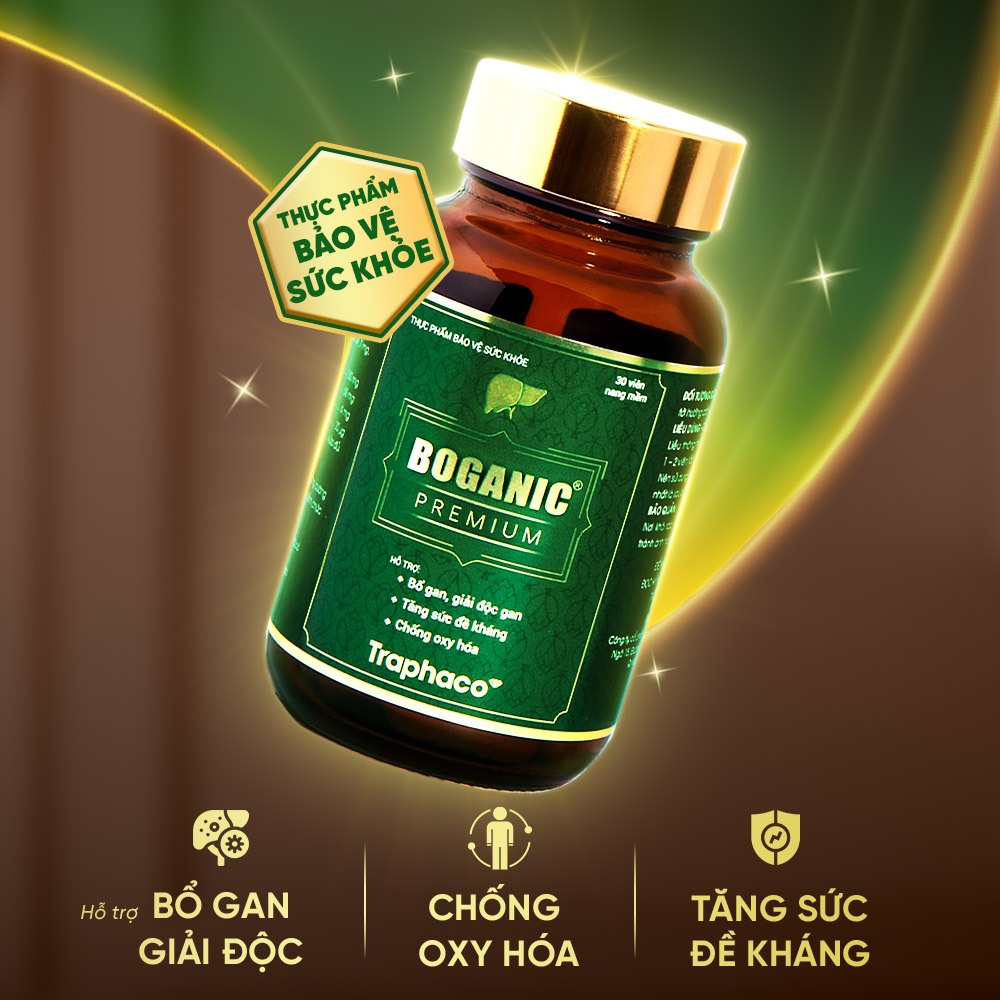 TPBVSK Boganic Premium Traphaco Hỗ Trợ: Thải Độc Gan, Giảm Nóng Trong ,Mụn Nội Tiết -  30 Viên/Hộp
