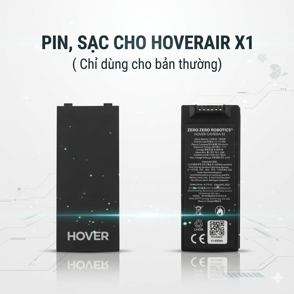2.2 Set 2 Pin hoverair x1(Màu đen) - Pin chuẩn hãng