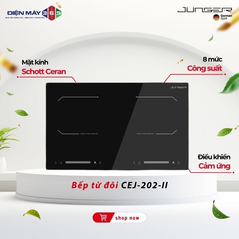 Bếp Điện Từ Đôi JUNGER CEJ-202-II – 2 Vùng Nấu An Toàn Tiết Kiệm Điện