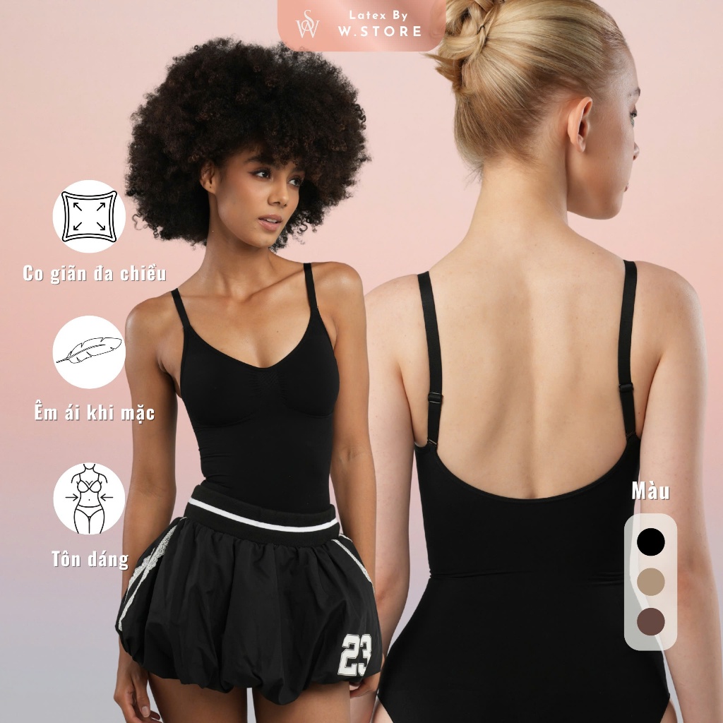 [NAOMI] Áo Gen Bodysuit Định Hình Tạo Thắt Eo & Nâng V1 - Shapewear Bodysuit Siết Eo WSTORE - Latex 