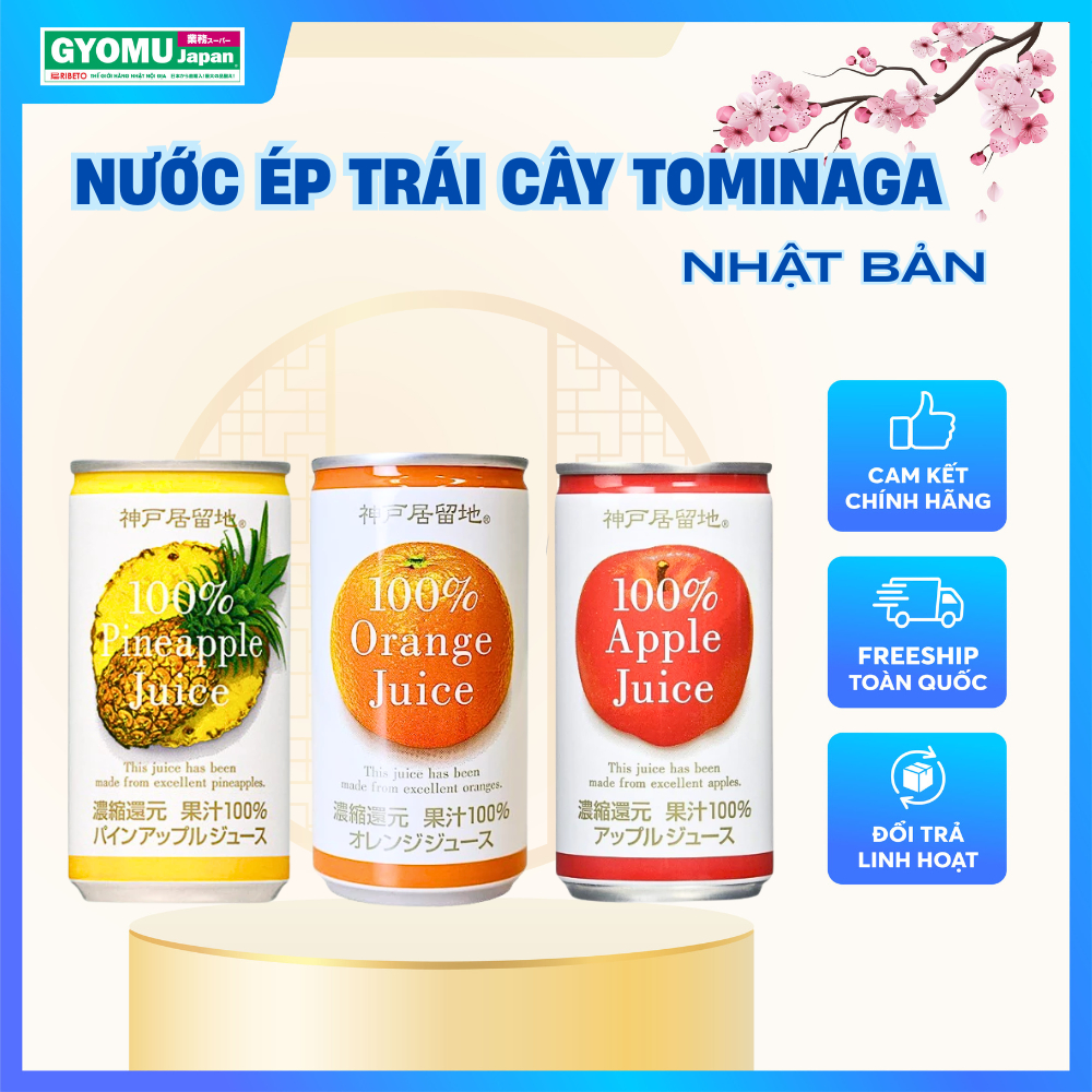 Các loại nước ép trái cây tươi, Nước ép cam, táo, cà chua Tominaga Nhật Bản - Gyomu Japan Đà Nẵng