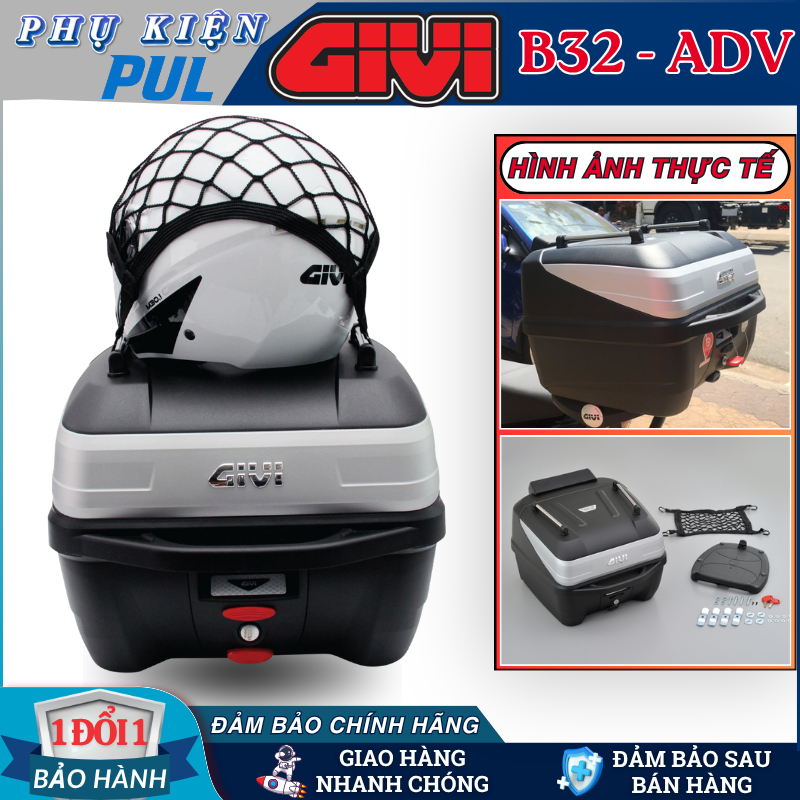 Thùng sau moto xe máy givi B32N - ADV sang trọng dung tích 32 lít kèm sẵn đế gắn thùng chắc chắn