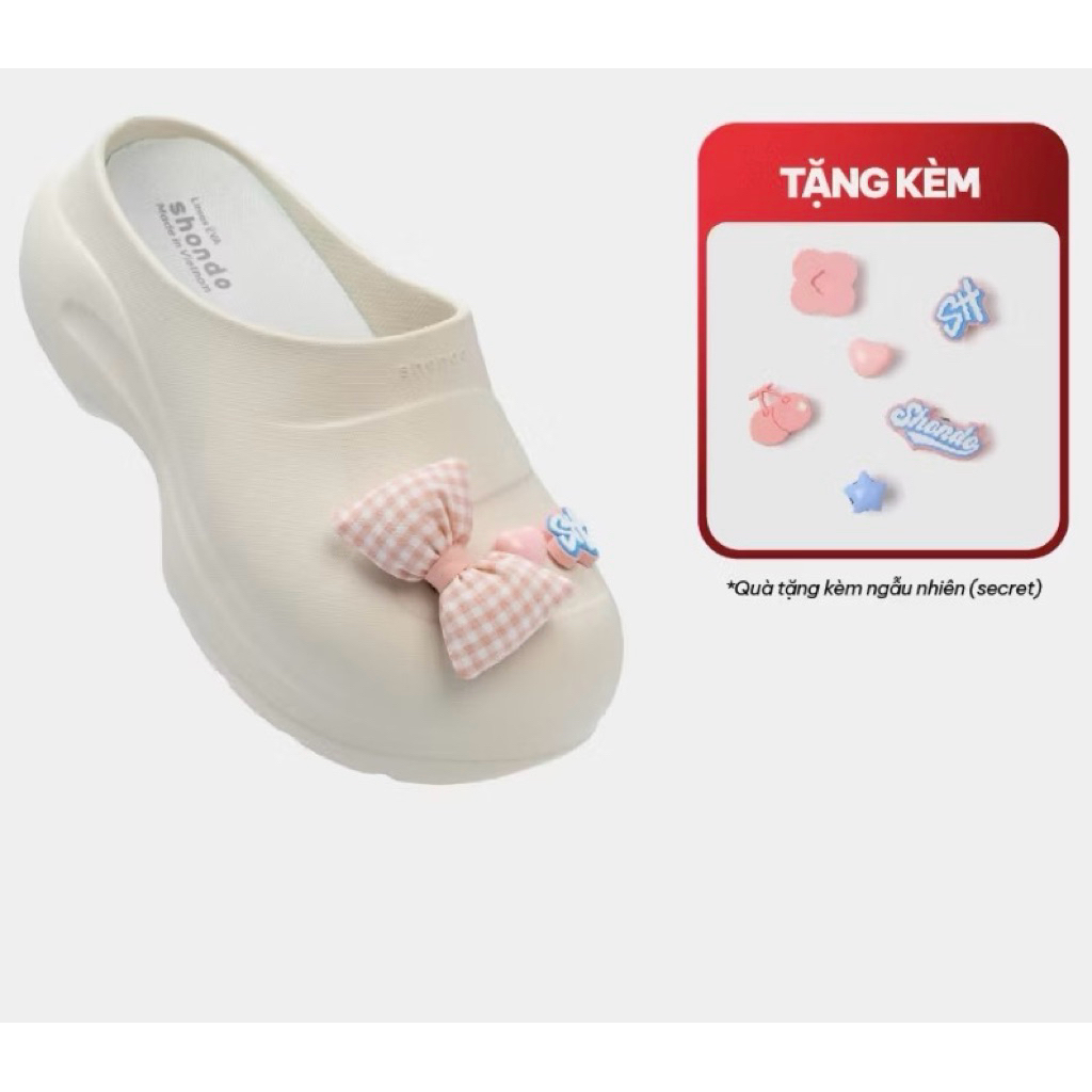 [FULL BOX + TẶNG CHARM Ngẫu Nhiên] Giày Clog Nữ Mule Chic Shondo Đế Cao 6cm Thoáng Nhẹ Nhiều Màu
