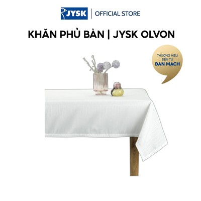 Khăn phủ bàn | JYSK OLVON | polyester | trắng | R140xD240cm