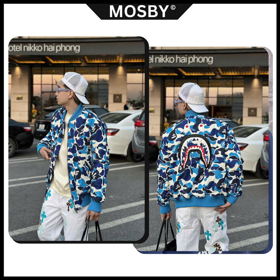Áo Khoác Jean Nam Mosby Jacket Denim in hình họa tiết phong cách  Streetwear Form Rộng – B8111 BAPE 