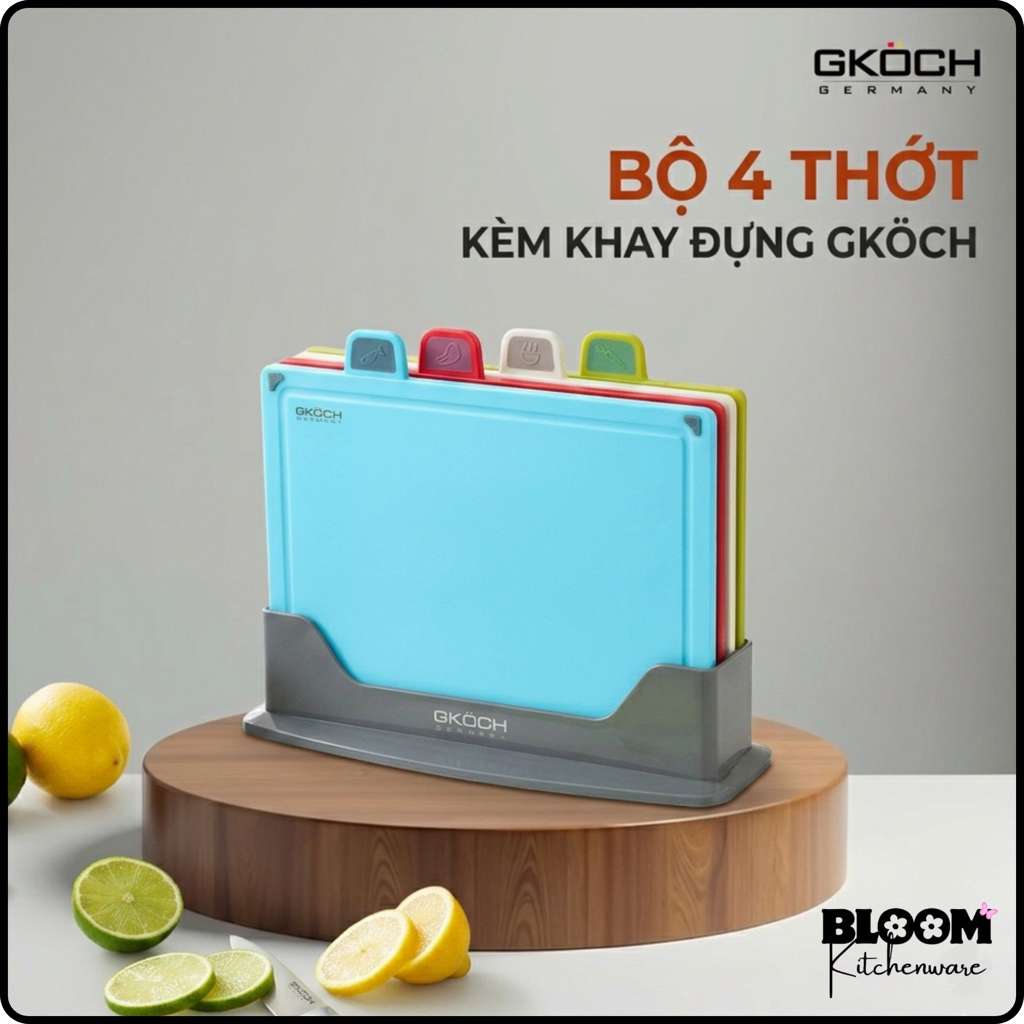 Bộ thớt GKOCH 4 màu phân loại - bếp gọn gàng