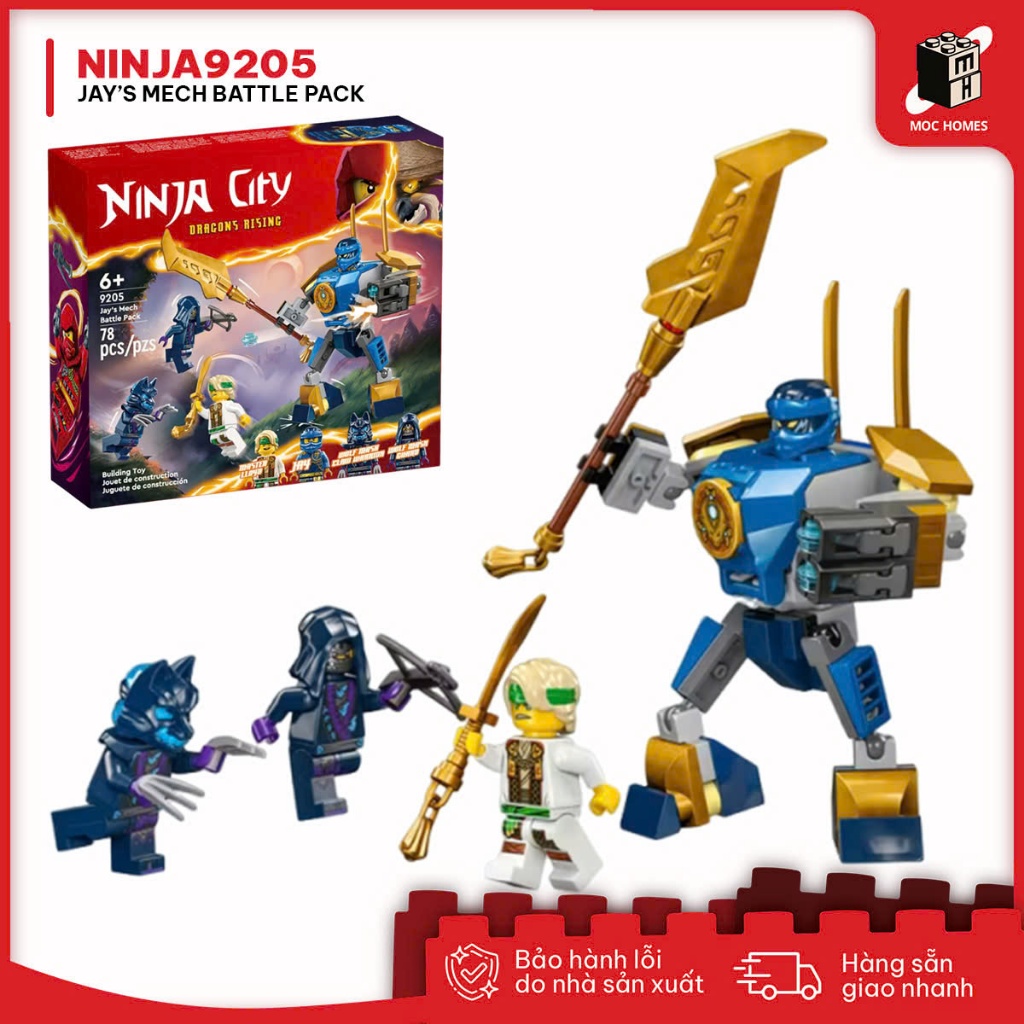 Đồ chơi lắp ráp mô hình Ninja Dragon Rising chiến giáp của Jay và Master Lloyd 9205