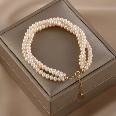 Vòng Tay Ngọc Trai 3ly Dây Đan Xoắn Chùm Thanh Lịch, Sang Trọng - Ngọc Trai Trường Thịnh