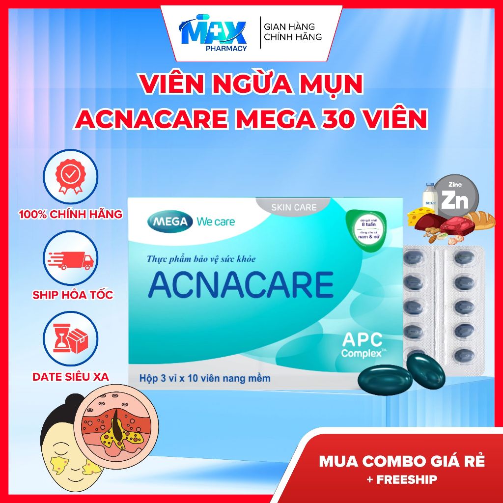 Viên Ngừa Mụn Acnacare Mega 30 Viên