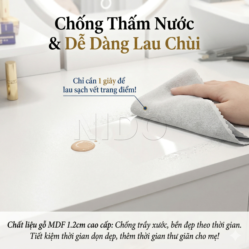 NIDO Bàn Trang Điểm Kèm Gương LED - Kệ Để Mỹ Phẩm Tiện Lợi, Hoàn Hảo Cho Phòng Ngủ | BigBuy360 - bigbuy360.vn