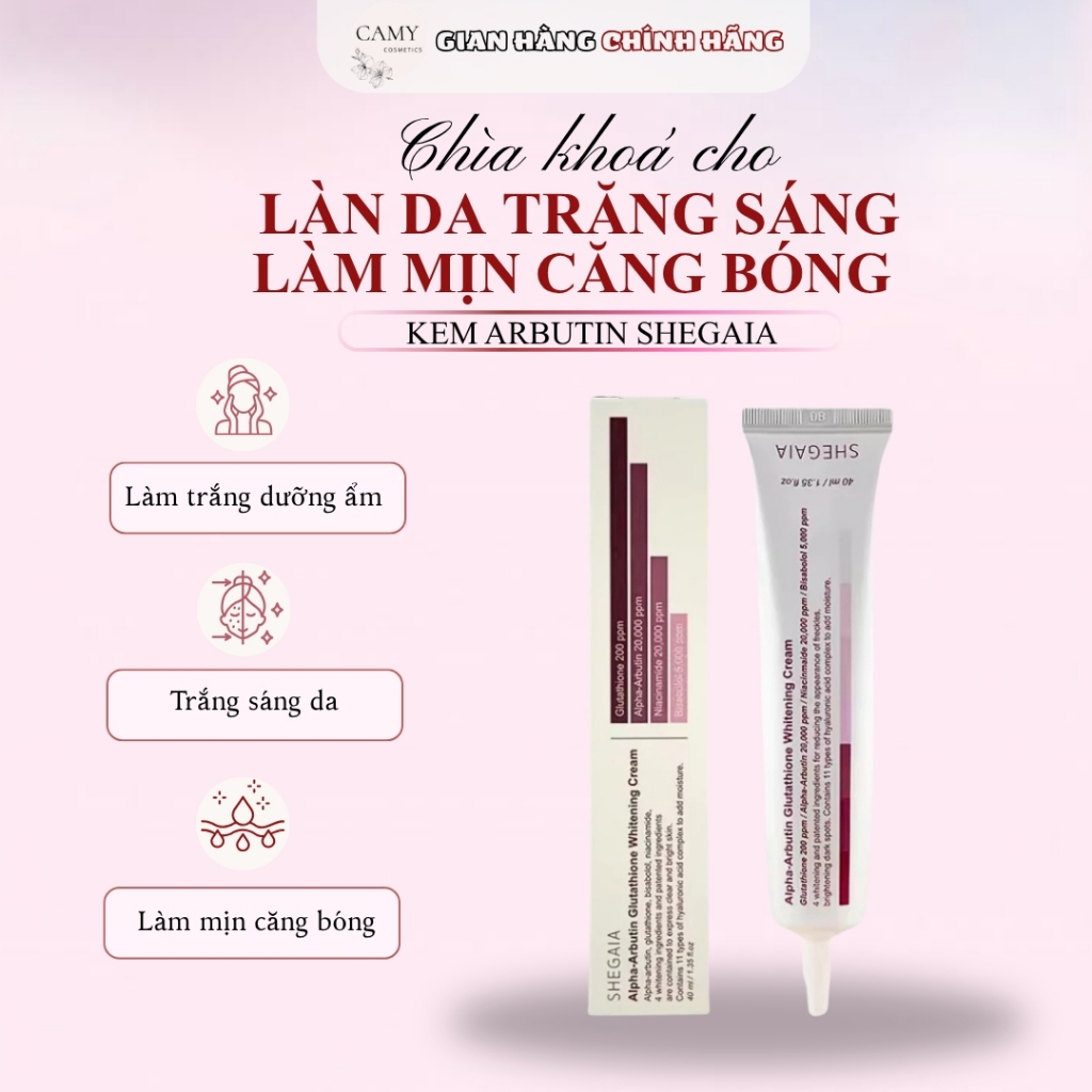 [Chính hãng] Kem dưỡng trắng da Alpha-Arbutin Glutathione Shegaia 40ml