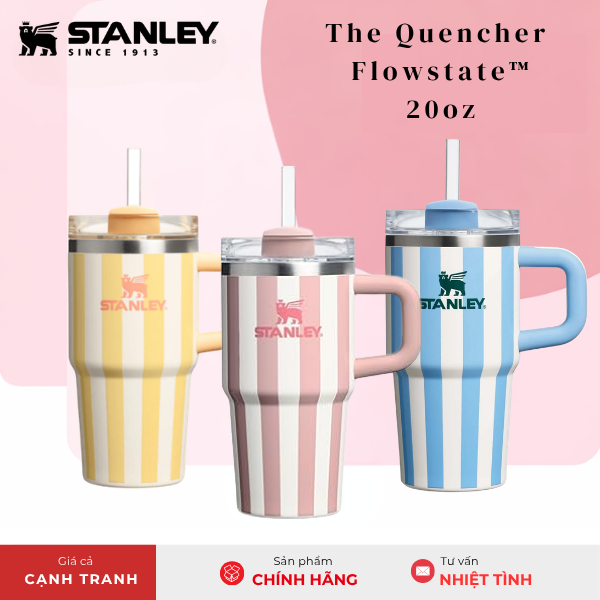 [HỎA TỐC] STANLEY - BÌNH GIỮ NHIỆT DÒNG HỌA TIẾT SỌC 20OZ: GIỮ LẠNH SUỐT 30 GIỜ - KHÔNG RỈ NƯỚC