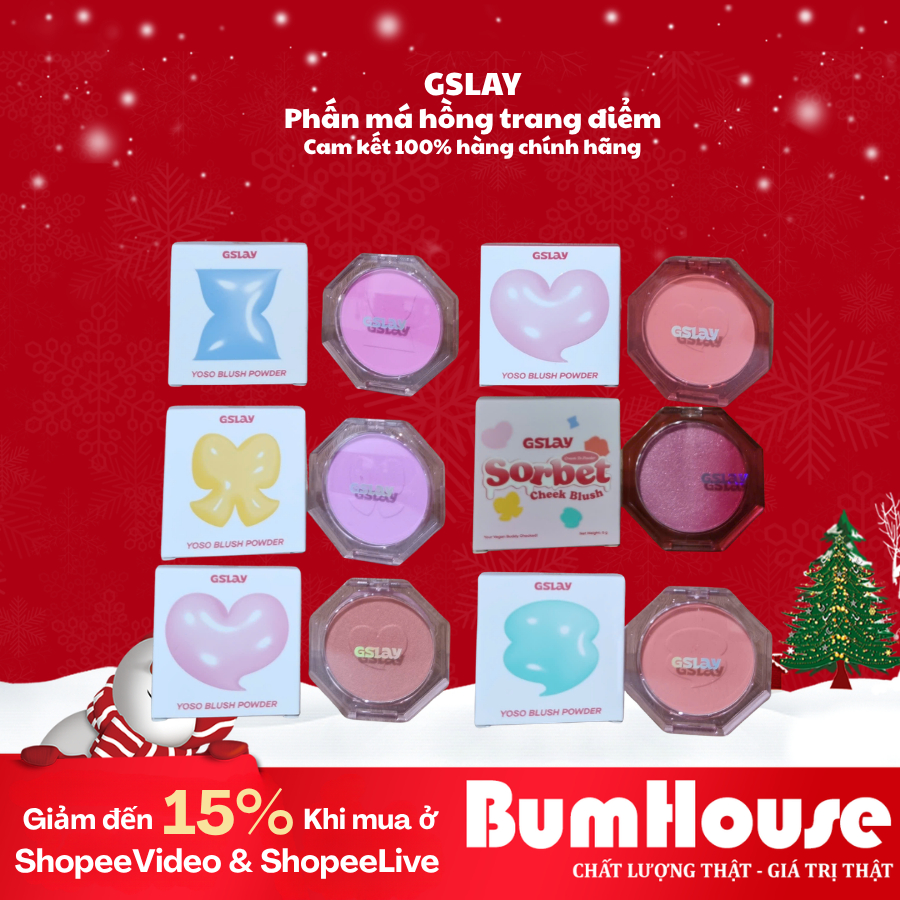 Phấn Má Hồng Thuần Chay GSLAY Yoso/ Sorbet Cheek Blush Powder mịn lì 5g