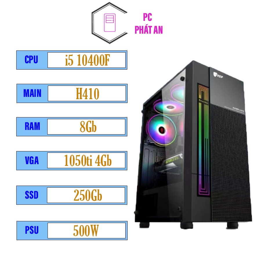 PC Văn Phòng Core i5-10400 / H410 / Ram 16GB / SSD 256GB / 500W
