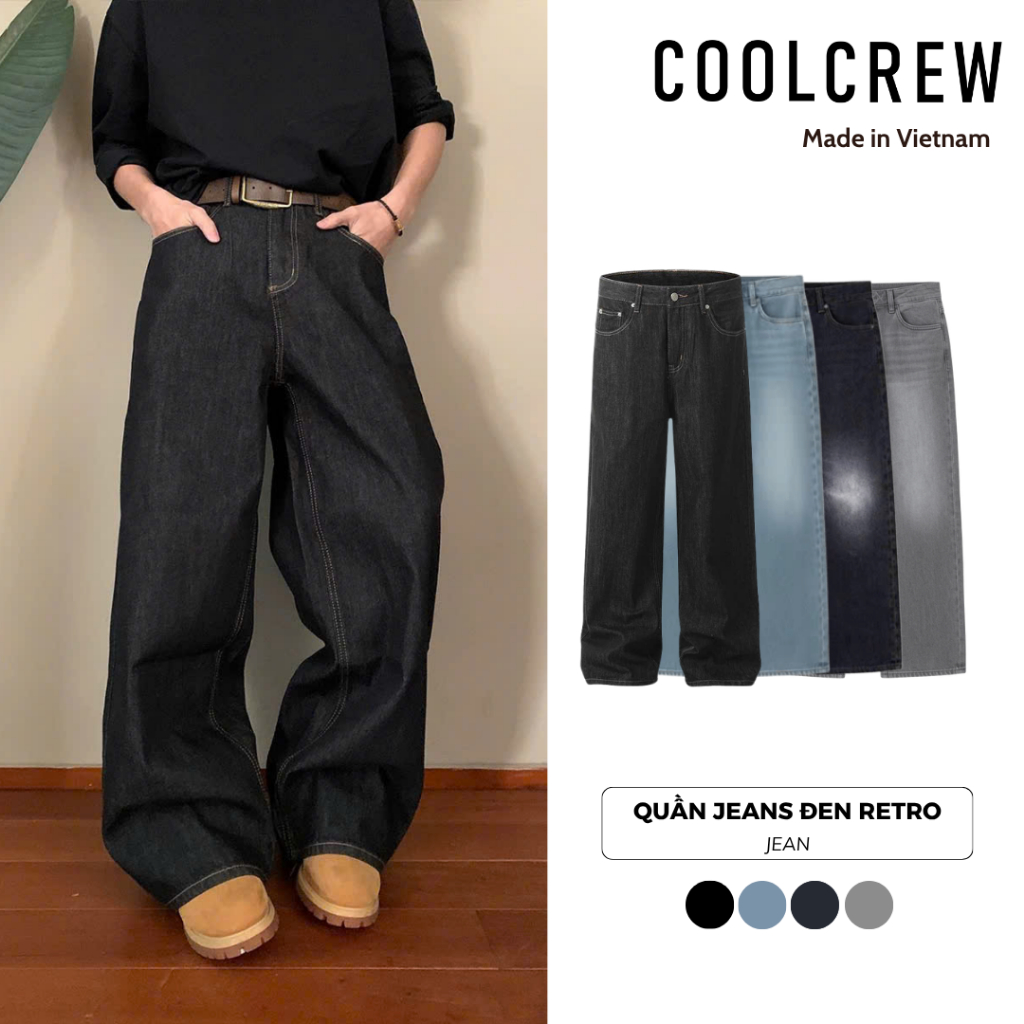 Quần Jeans Retro 𝐂𝐎𝐎𝐋𝐂𝐑𝐄𝐖 Quần Kiểu Dáng Rộng Unisex Nam Nữ QTD053 | BigBuy360 - bigbuy360.vn