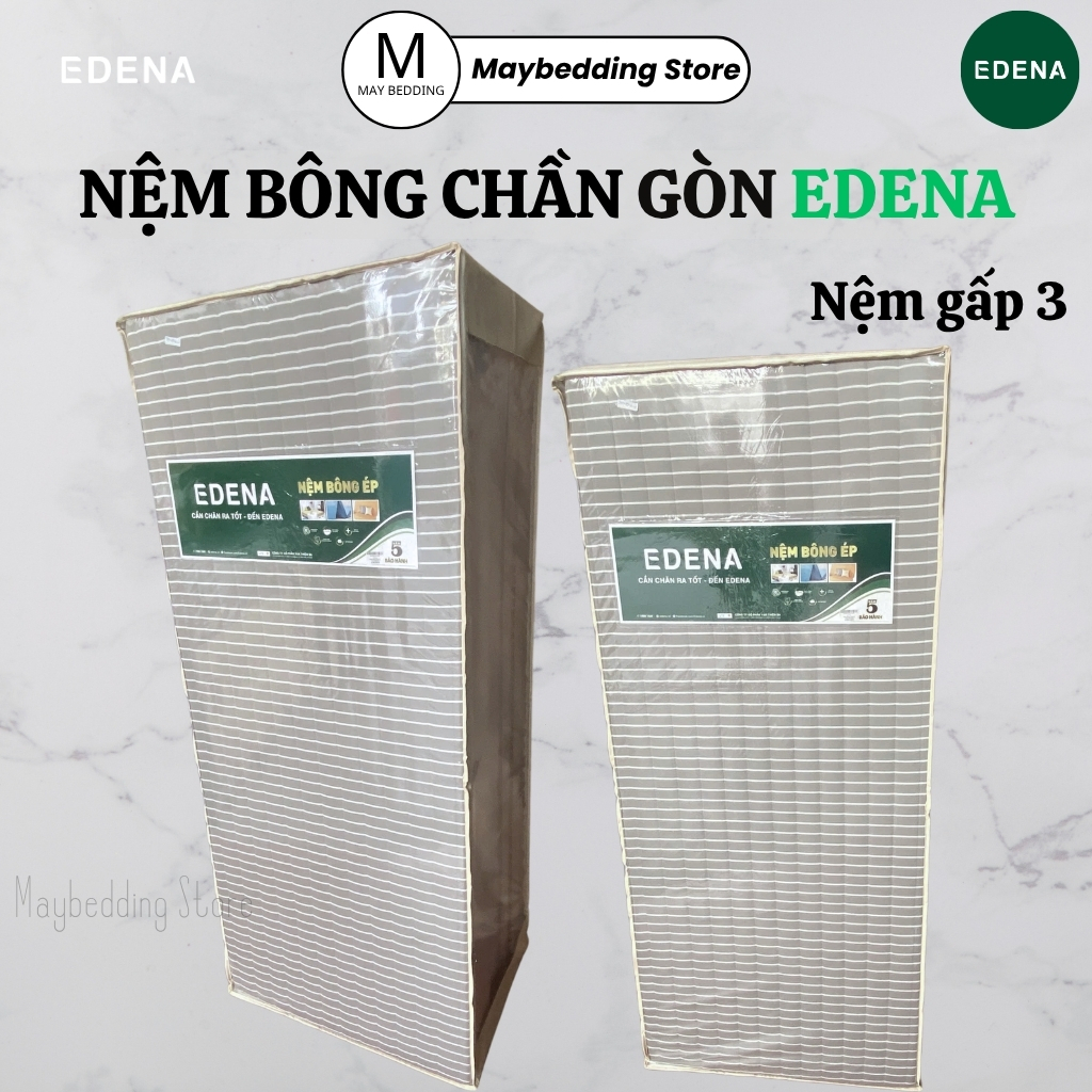 Nệm Chần Gòn EDENA, Nệm Bông Ép Gấp 3,  Màu Sắc Ngẫu Nhiên - Cao Cấp, Chính Hãng