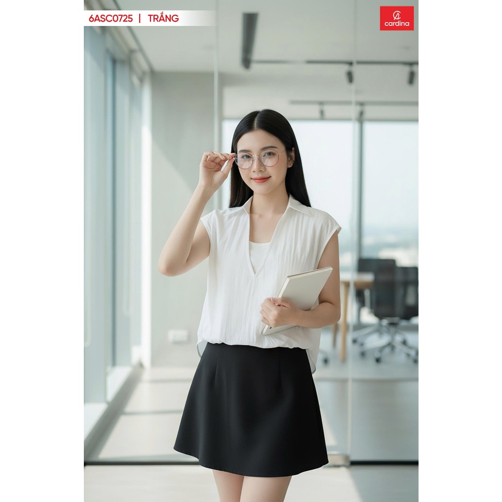 6ASC07 Áo sơ mi nữ CARDINA chất liệu thô gió gấu bom trẻ trung thời trang