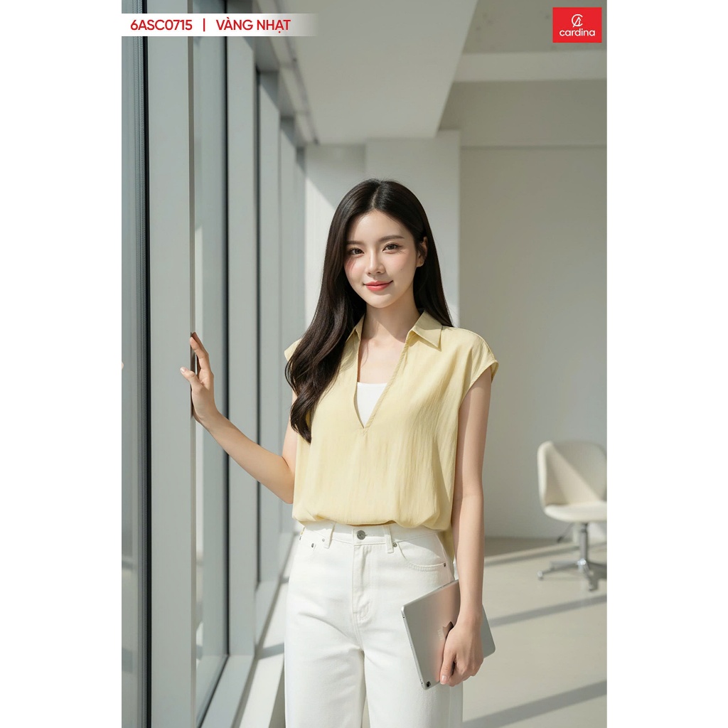 6ASC07 Áo Sơmi CADINA Chất Liệu Áo Sơ Mi Thô Gió Cổ Bẻ Gấu Bom