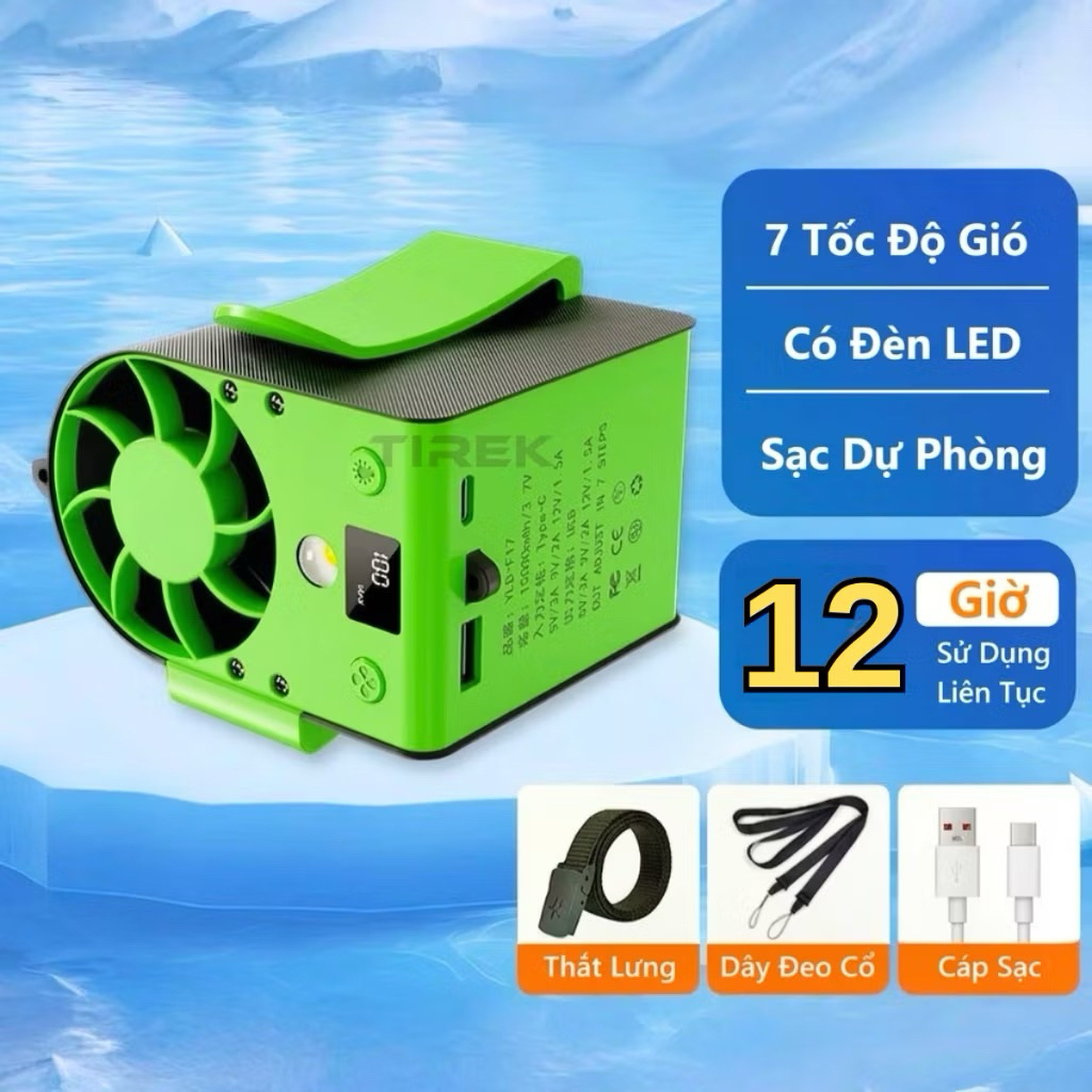 (Ảnh Thật )Quạt Đeo Thắt Lưng Đeo Hông F17 15000mAh Cao Cấp, Quạt Đeo Cổ F17