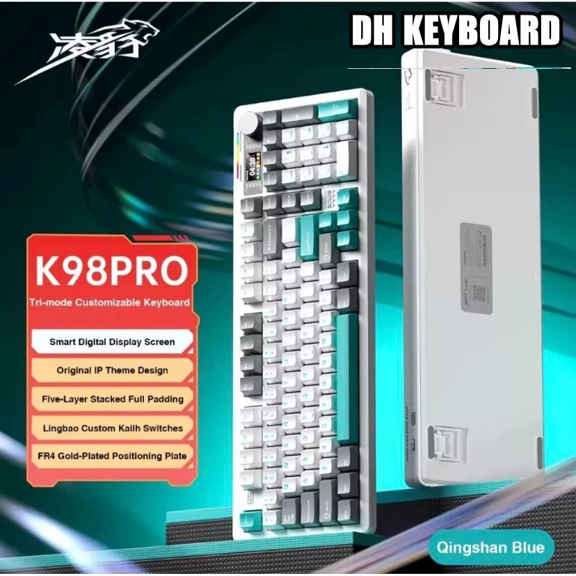 Lingbao | Bàn Phím Cơ Không Dây K98 PRO 3 Chế Độ, plate FR4, Pin 10000mAh