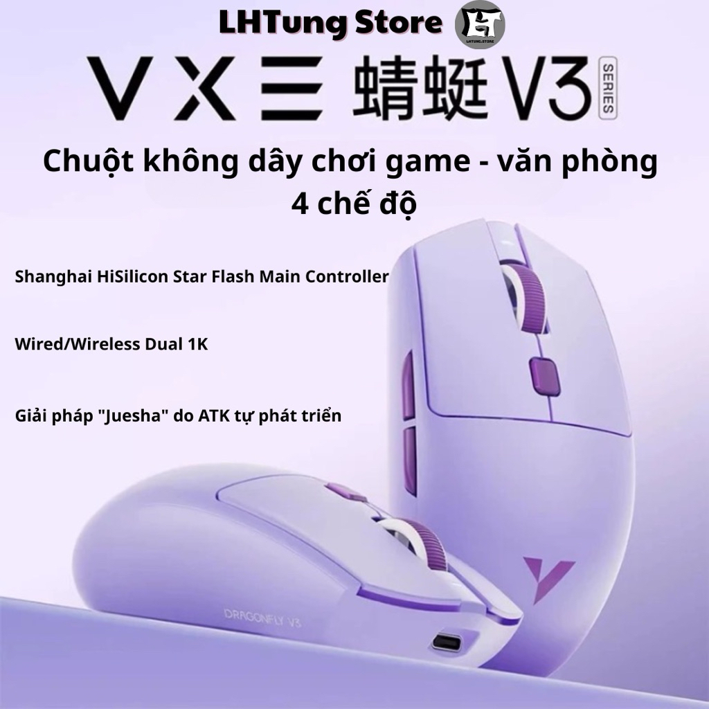 [HOẢ TỐC] Chuột không dây VXE Dragonfly V3 | V3 Pro | Pin trâu 520mah | LHTung Store