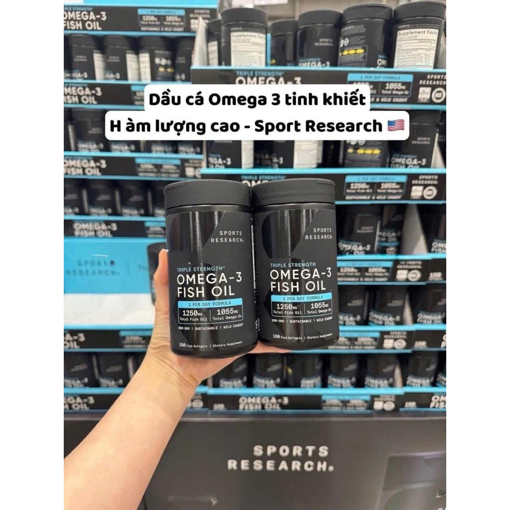 (Bill costco) Omega 3 SR Fish Oil Mỹ 1250mg lọ 150v – Dầu Cá Sports Research Memongcon123