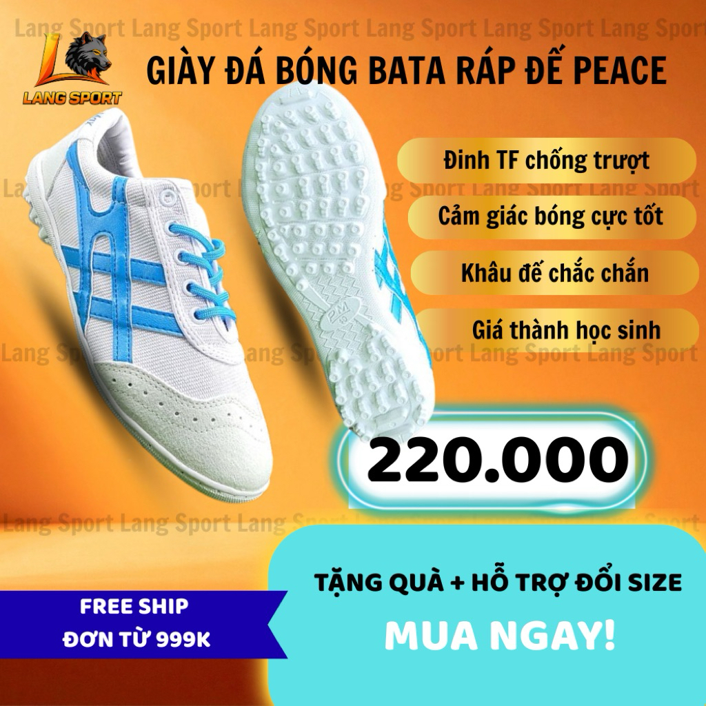 Giày Bata ráp đế PEACE MAX đá bóng sân cỏ nhân tạo