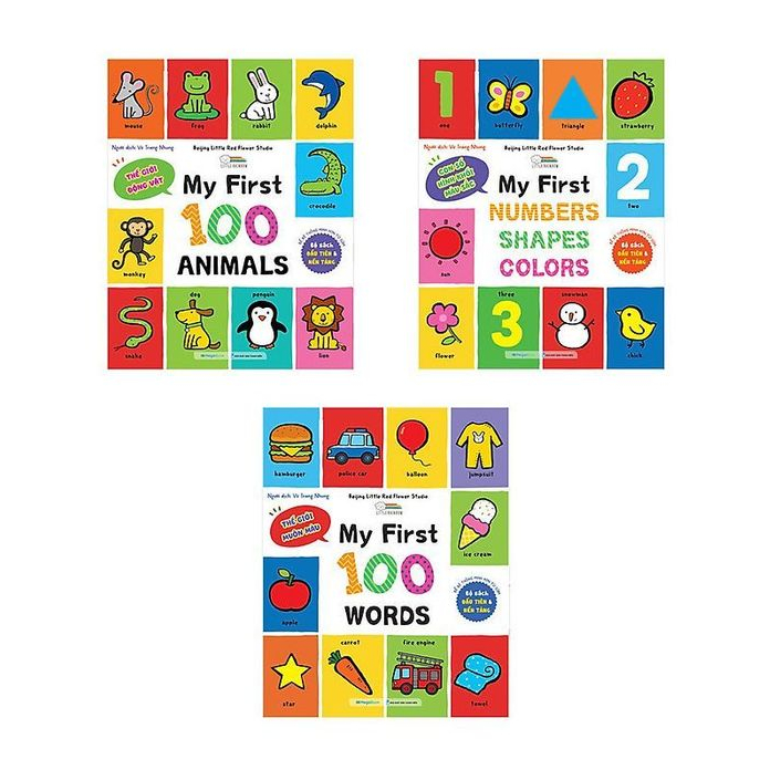 Combo My First 100 Words - 100 Animals - Numbers - Shapes - Colors - Sách từ vựng đầu đời cho bé (3 