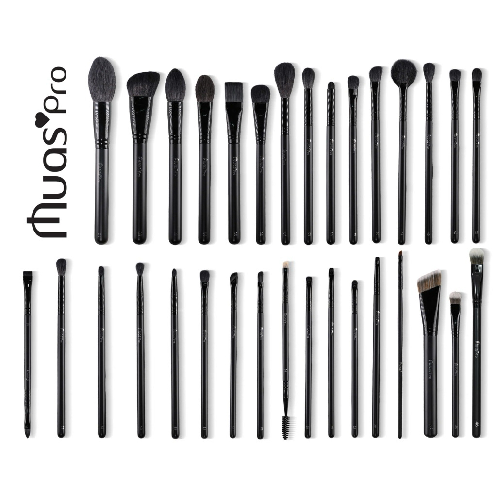 Bộ Cọ Muas Pro 32 Cây Thân Gỗ Đen Chất Lông Mền Mịn Sang Chảnh Chuyên Dùng Makeup Artist