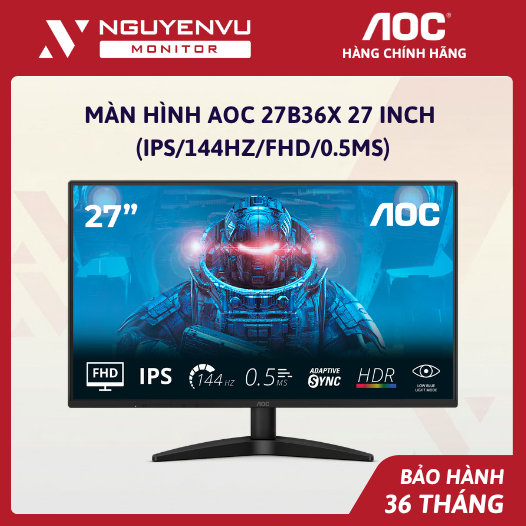 [Full Vat] Màn Hình AOC 27B36X 27 inch (FHD/IPS/144Hz/0.5ms) - Bảo Hành 3 Năm