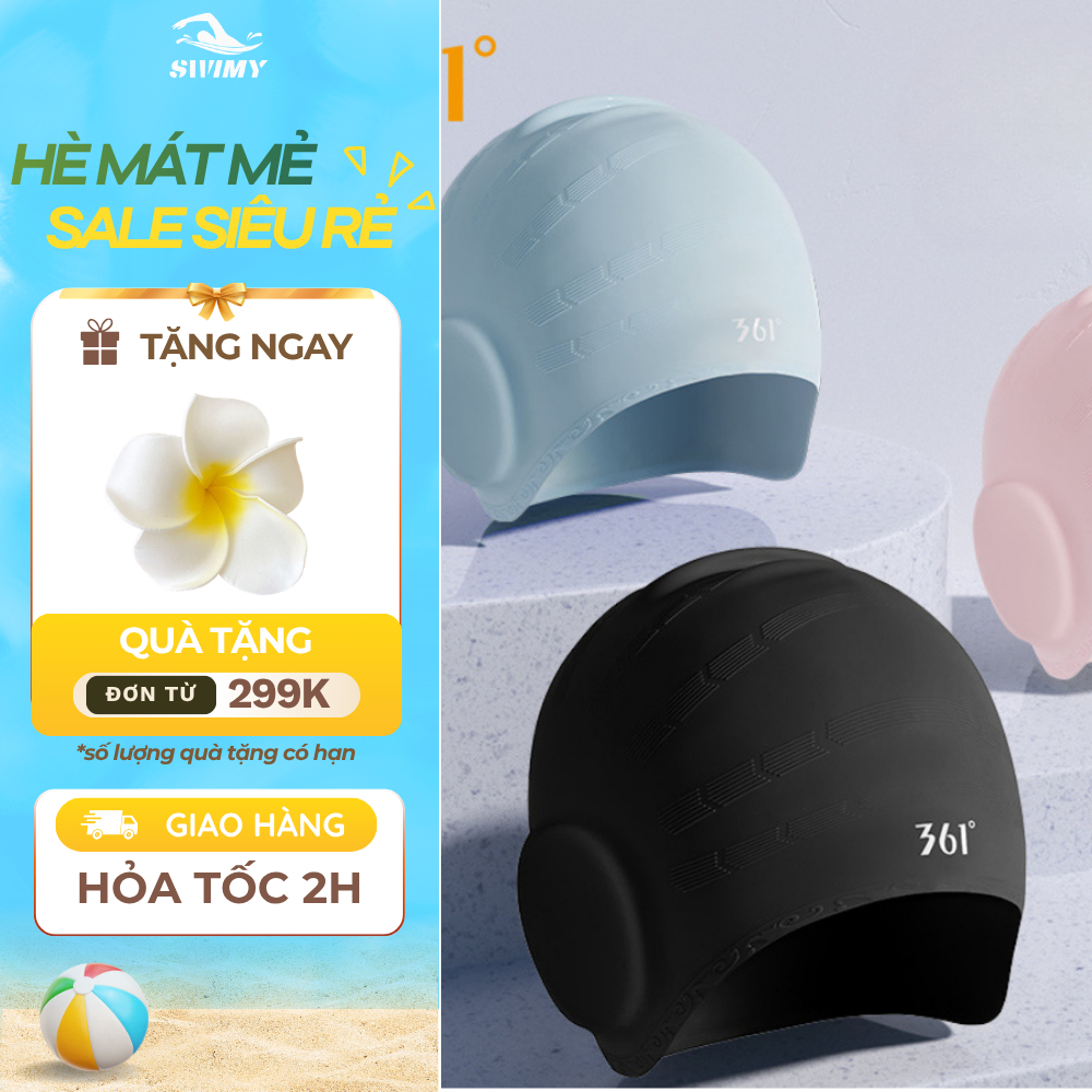 Mũ bơi trùm tai 361 độ, chất liệu silicone cao cấp, mỏng nhẹ và chống thấm nước SWIMY