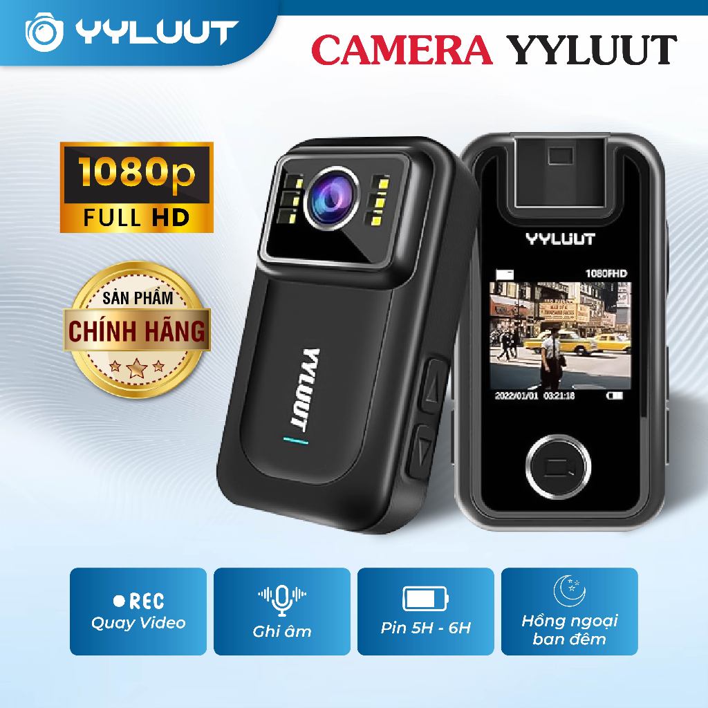 Camera hành trình YYLUUT L9 Full HD 1080P, camera mini quay hồng ngoại, ghi âm, chống nước IP67