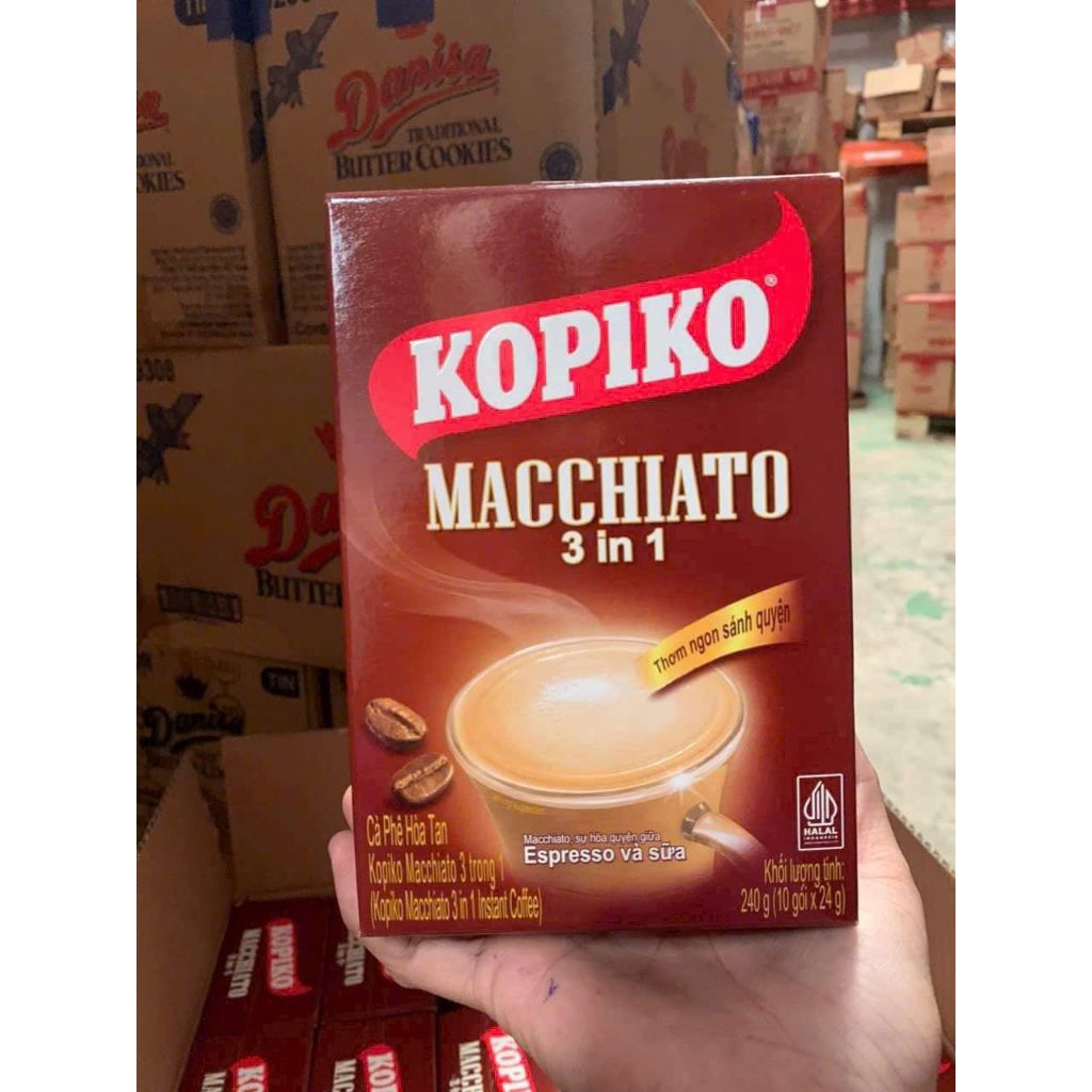cà phê kopiko Macchiato 3 in 1 hộp 240g.