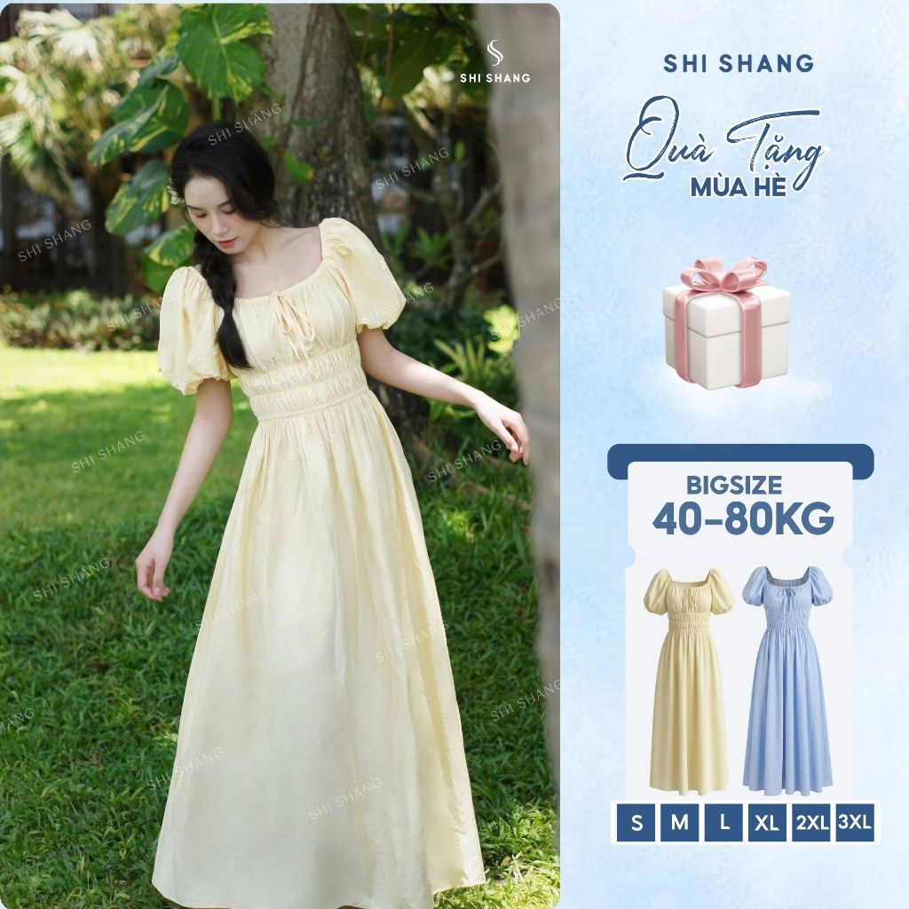 [𝐁𝐒𝐓 𝐇𝐞̀ 𝟐𝟎𝟐𝟔] Đầm Cổ Vuông Tay Bồng Dáng Maxi Đi Biển, Đi Chơi, Váy Vibe Nàng Thơ Có Bigsize By Shi Shang - SH003 | BigBuy360 - bigbuy360.vn
