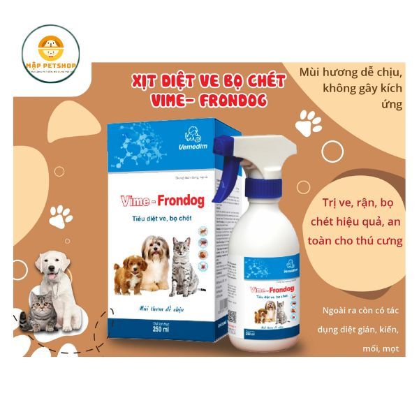 Xịt ve rận Vime - Frondog siêu an toàn dành cho Chó Mèo