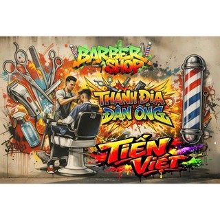 Tranh dán tường trang trí salon tóc barber