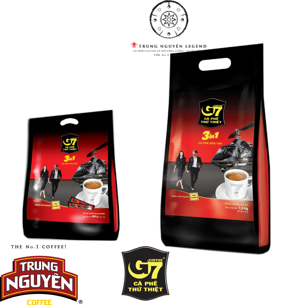 Cafe Sữa Hòa Tan  Trung Nguyên G7 3in1 Bịch 50 Gói vuông / Bịch 100 Gói dài (Bao bì mới)