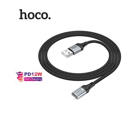 Cáp sạc nhanh PD12W USB to IP HOCO X102 dùng cho ip7/8/X/11/12/13/14dây bọc dù chống rối sạc nhanh,dài 1M