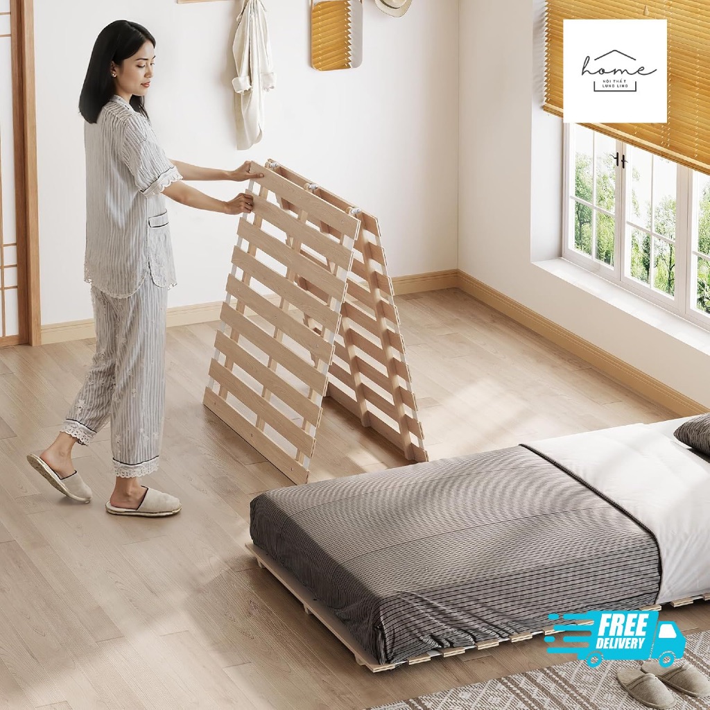 🛏️ GIƯỜNG  GỖ Pallet GẤP GỌN Nhật Bản – THOÁNG KHÍ, CHỐNG ẨM MỐC 1M2X2M
