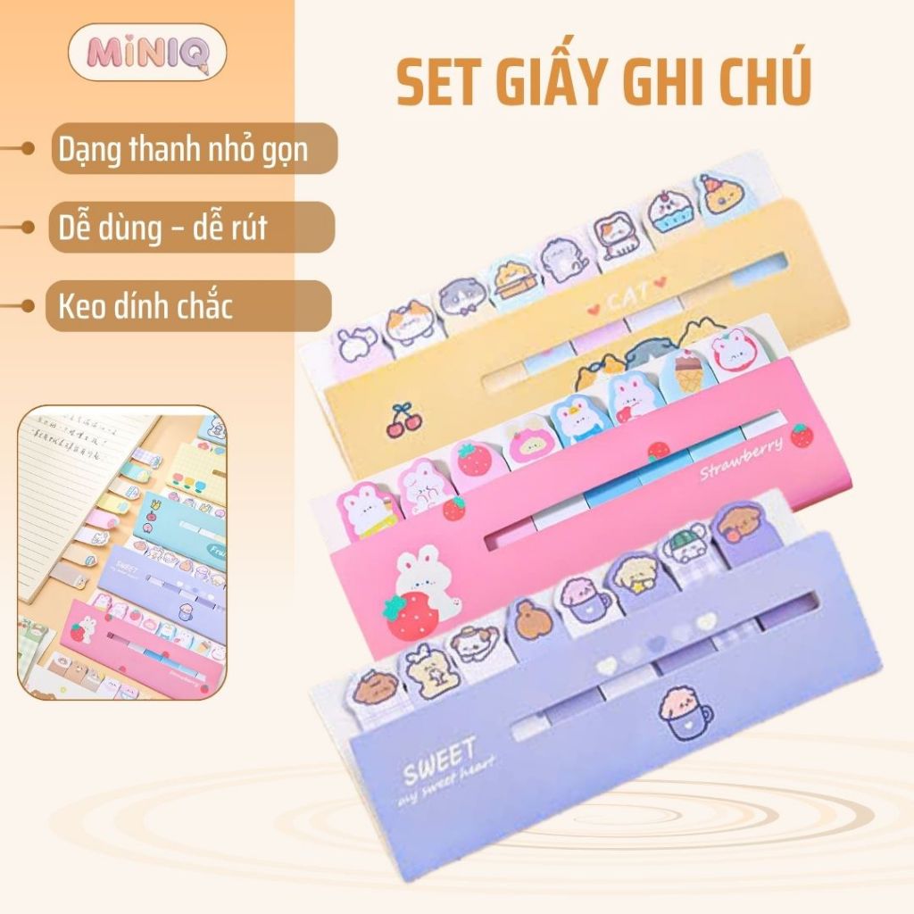 Set 120 Miếng Giấy Note MINIQ - Set Giấy Dán Ghi Chú, Đánh Dấu, Sticky, Giấy Note To Do List...