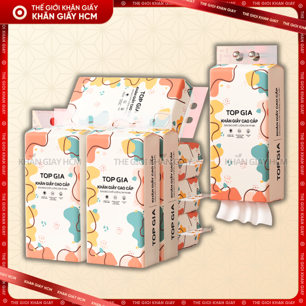 Khăn Giấy Top Gia Đa Sắc (Combo 6 Bịch) Giấy Ăn Giấy Rút Giấy Vệ Sinh Treo Tường 1280 Tờ Chính Hãng