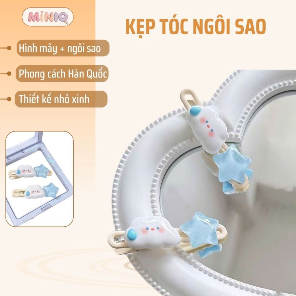 Kẹp Tóc Ngôi Sao Đám Mây MINIQ - Kẹp Tóc Ngôi Sao Đám Mây Dễ Phối Với Nhiều Kiểu Tóc Và Trang Phục