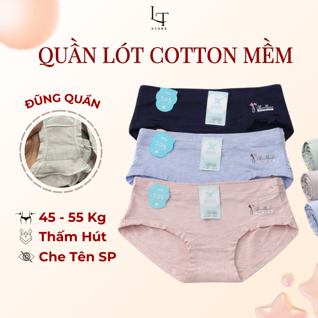 [XẢ LỖ NGHỈ BÁN] [45-52kg] Quần lót nữ thun cotton co giãn 4 chiều thấm hút 45-52kg - 829