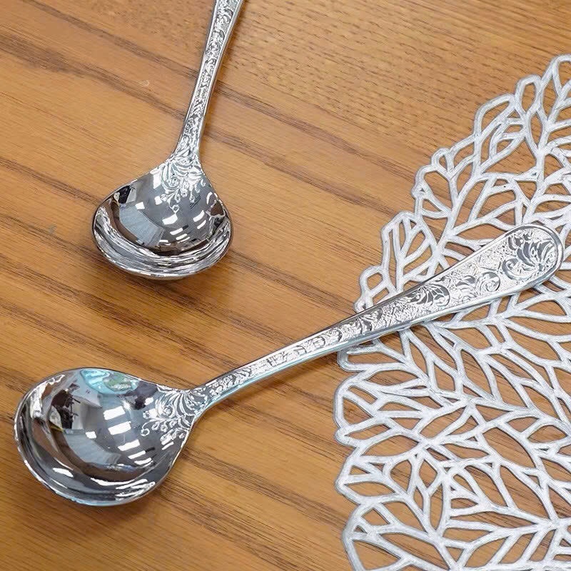 Thìa hoàng gia chạm khắc tinh tế Oyattpn [644] inoc 18/10 cán dài sang trọng O644