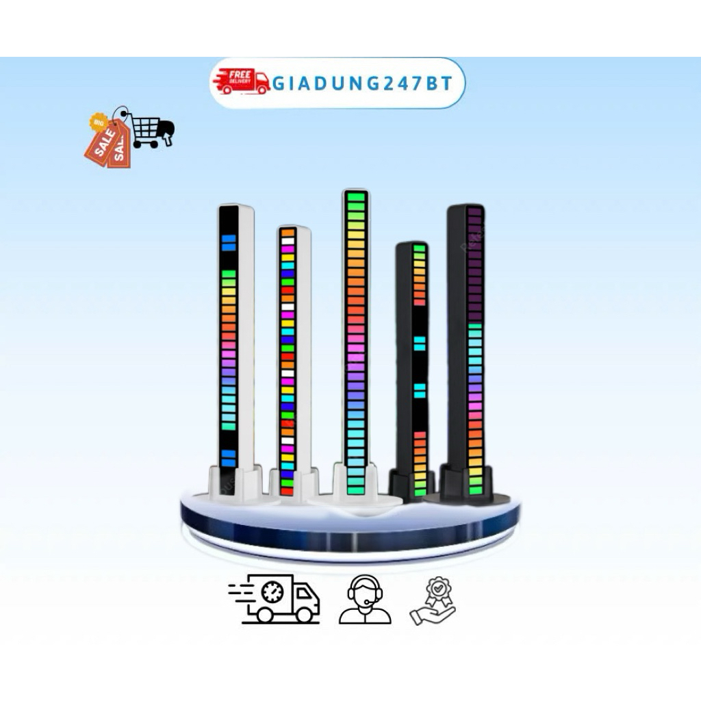 Thanh đèn led RGB nháy theo nhạc điều khiển bằng cảm biến âm thanh siêu nhạy đèn trang trí PC, decor
