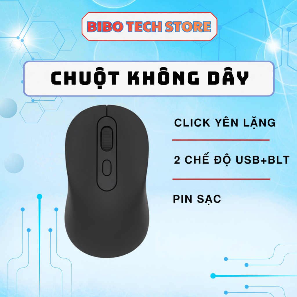 Chuột Không Dây BAK 6600 Bluetooth 5.0 & 2.4G - Pin Sạc - Chống Ồn Silent - Dùng Cho Laptop PC iPad 