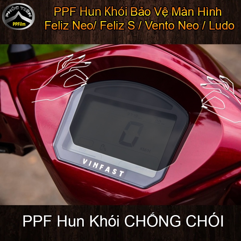 Miếng dán PPF màu Hun Khói bảo vệ mặt đồng hồ xe Điện Feliz Neo/ Feliz S / Vento Neo / Ludo, PPF bón