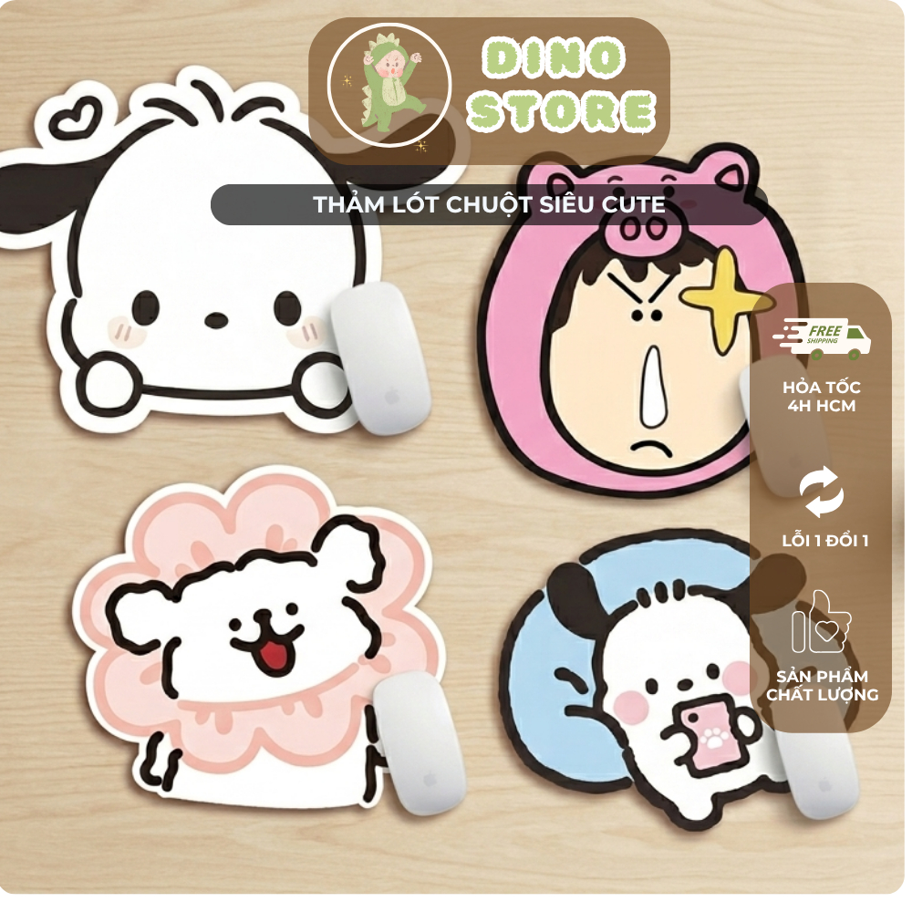 Thảm Lót Chuột Cute Dễ Thương Hoạt Hình DINO STORE, Mouse Pad Cartoon Trang Trí Bàn Làm Việc
