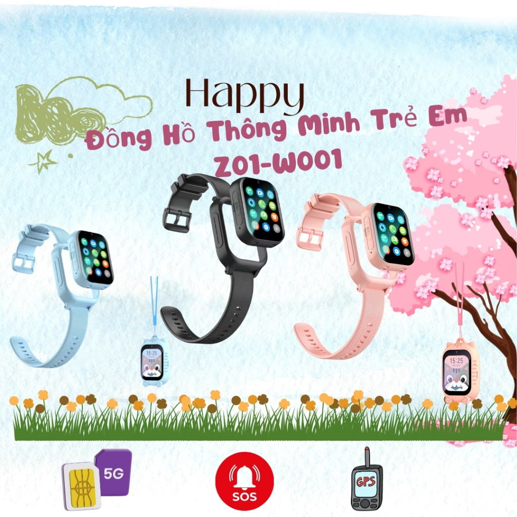 Đồng Hồ Thông Minh Trẻ Em Z01-W001, Gọi Video, Chống Nước IP67, Chỉ Đường Và Định Vị, Tin Nhắn Thoại