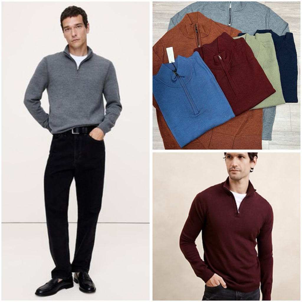 Áo Len Banana Re.pub.lic Ultimate Merino Half-Zip – 100% Merino Wool Cao Cấp, Kiểu Dáng Sang Trọng